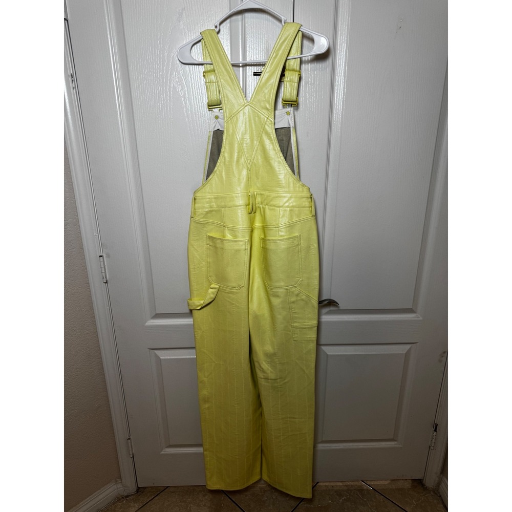 Good American Better Than Leather Overalls Yellow Embossed Carpenter - Picture 6 of 8